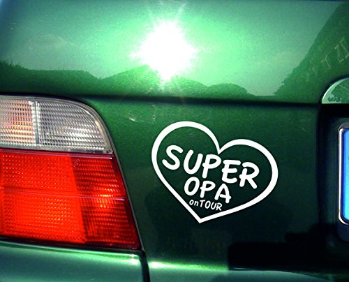 cartattoo4you® AK-00442 | SUPER Opa ON Tour | K-Serie | Autoaufkleber Aufkleber Farbe, weiß, in 23 weiteren Farben erhältlich, glänzend 13 x 10 cm