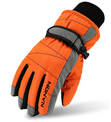 MAGARROW Kinder Winter Warm Winddicht Outdoor Sport Handschuhe für Jungen Mädchen - Orange - Small (Passen Kinder 6-7 Jahre Alt)