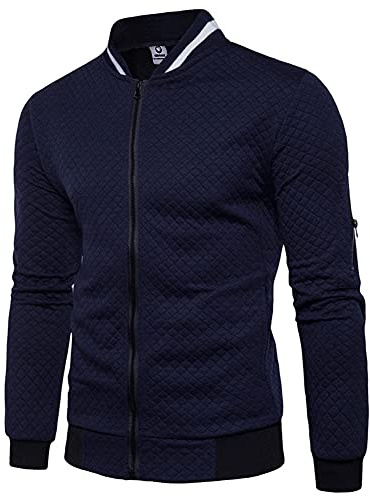 VERAVANT Sweat-Shirt Homme Manches Longues Pull Uni Zippé Bomber Blouson Veste Sport
