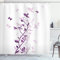 ABAKUHAUS Lila Duschvorhang, Violet-Blüten, Stoffliches Gewebe Badezimmerdekorationsset mit Haken, 175 x 200 cm, Pflaume Weiß