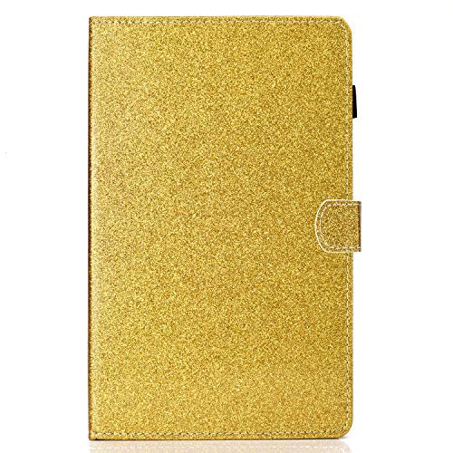 Cover Samsung Galaxy Tab E 9.6 SM-T560/T561N, Custodia Brillantini Glitter Antiurto Protettiva Caso con Porta Penna e Tasca per Le Schede per Samsung Galaxy Tab E 9.6 Tablet, Oro