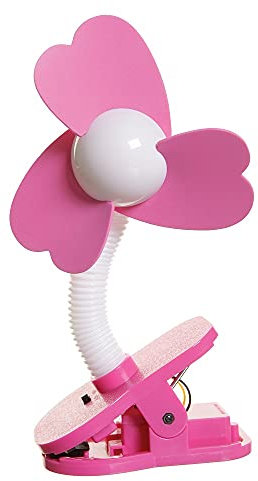 Dreambaby Strollerbuddy Universal Clip On Baby Stroller Fan - Soft Plastic Fins - with Flexible Neck & Sturdy Clip - Pink - Model G279 (Batteries not included)