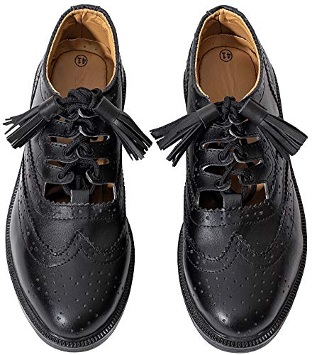 Hamilton Kilts Ghillie Brogues Cuero escocés Tradicional Zapatos de Falda Escocesa Oxford Cordones, Negro (UK 11 / EU 45)