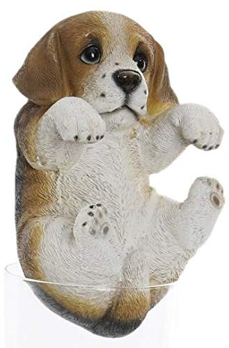 AVENUELAFAYETTE Figurine Statuette Animal déco résine pour Rebord de Pot Jardin - Jardinière extérieure - 15,5 cm (Chien)