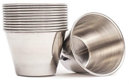 EHOMEA2Z Ramekin Stainless Steel Condiment Sauce Cups Au Jus Commercial Grade (12, 2.5 oz)