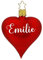 Mundgeblasene rote Herz aus Glas mit weißem Text, Baby Ankündigung, Geschenk zum Valentinstag, Christbaumkugel |