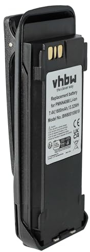 vhbw Akku Ersatz für Motorola PMNN4065, PMNN4065A, PMNN4066 für Funkgerät, Walkie Talkie (1800mAh, 7,4V, Li-Ion) + Gürtelclip