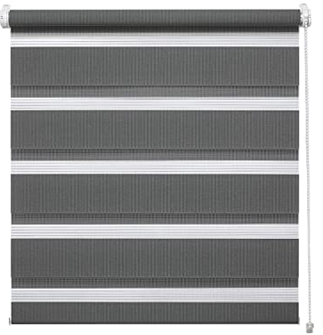 Deco Company Duo Klemmrollo, Doppelrollo, Rollo für Fenster ohne Bohren, Alle Montage-Teile inklusive, Polyester, Anthrazit, 60 x 150 cm