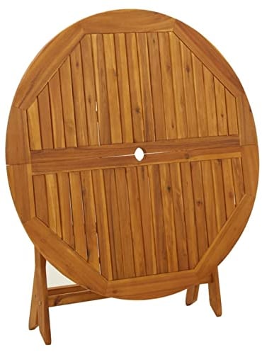 Gecheer Tavolo da Pranzo,Cucina,Giardino,Pieghevole,Rotondo,in Legno Massello d'Acacia,110x75 cm,Tavolo da Esterno Pieghevole Legno,Tavolo Pieghvole Esterno,Tavolo Rotondo,Tavolo da Pranzo Esterno