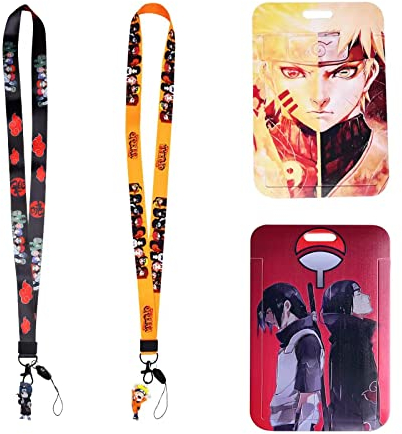 IXOKEV 2 Pcs Porte Carte de Bus,Anime Lanyard,LanièRe Pour Carte D'Identité Anime,Anime LanièRe Porte Carte,LanièRe Anime Avec Porte Cartes Pour L'éCole Le Bureau Carte D'Identité Carte de Bus