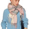 Baynetin Damen Winter Senior Plaid Kaschmir Schal,Kariert Pashmina Übergroßer Herbstschal Stolen,Tartan Schultertuch Mit Quasten,Karomuster Warmer Oversized Fransen Poncho (Pink Blau)