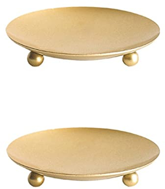 ERBO Kerzenhalter Stumpenkerzen, 2er Kerzenständer Stabkerze Set, Teelichthalter Metall für Hochzeit Räucherkegel Spa Gebet Home Party, Weihnachts Tisch Deko, Adventskranz(9x1,5)