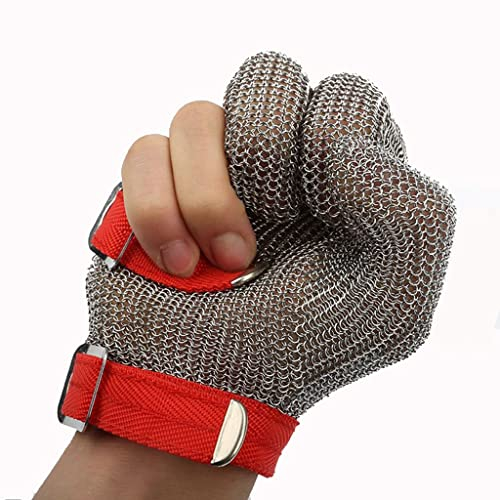 BCPPO Kettenhandschuh Schnittschutzhandschuhe aus Edelstahl, 3-Finger-Schutzhandschuhe, Universal for Linke und rechte Hand (Size : A Pack of one/XXL)