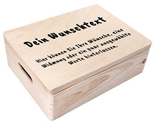 Creative Deco Personalisierte Geschenke Wunschtext Holzkiste | Dein Text | Eigener Beliebig Individuelle Geschenk JGA | Geschenkkiste Geschenkbox | Für Frauen, Männer und Paar | 40 x 30 x 14 cm