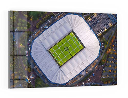 DEQORI Glasbild Echtglas | Motiv Veltins Arena, Schalke | horizontal einteilig 90x60 cm | schöne Dekoration | Wandbild für Wohnzimmer, Schlafzimmer, Flur & Küche | moderne Wanddeko