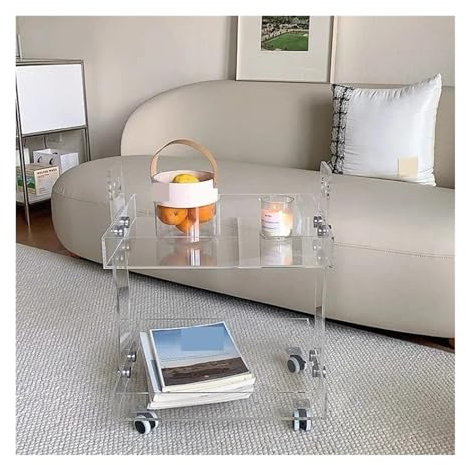 Beistelltisch Transparenter Acryl-Beistelltisch, Wohnzimmer-Wagen-Aufbewahrungsschrank, mobiler Couchtisch for zu Hause, Nachttisch Couchtisch