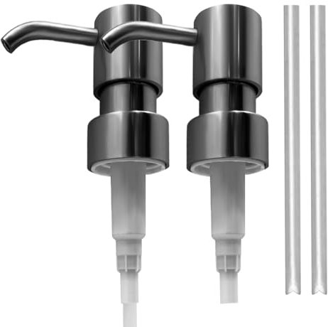 Soap Pump Replacement, Hand Soap Dispensers Pump for Bathroom, Replacement for Round 1.1in (28 mm) Neck Bottles,Rust Proof&Leak Proof for Soap Lotion Bottle Upcycling (Silver, 2 Pack)