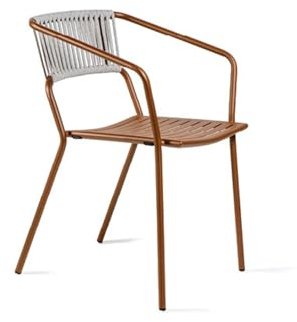 Mondo Viro Sessel aus Metall mit Rückenlehne aus Seil Slot, stapelbar, für den Garten, 54 x 55 cm, 79 cm (2)