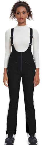 ALSOGO Damen Snow Bibs Isolierte wasserdichte Winddichte Skihose Overall Winter Snowboarding Hose Warmhalten Bequem Schwarz M