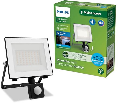 Philips Lois Projecteur Extérieur UltraEfficient avec Capteur, 14 W, 5000 K, Anthracite