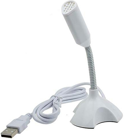 TopHomer USB Mikrofon, Mini PC Standmikrofon mit 360 Grad Drehbar Ständer für PC, Laptop, Podcast, Streaming, Gaming, Aufzeichnung (Weiß)