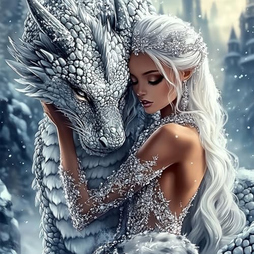 AIRDEA Drachenkönigin Diamond Painting Erwachsene, Winter Schloss Diamant Painting Bilder, DIY 5D Bastelset Erwachsene Frauen als Haus Wanddeko 30x30 cm