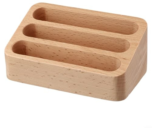Visitenkartenhalter aus Holz mit 3 Ebenen, praktisches offenes Design für einfachen Zugriff (Holz)