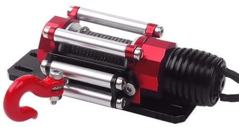 Automatische, simulierte Seilwinde aus Metallstahl for RC-Cars im Maßstab 1:10, passend for Axial SCX10 90046 TRX4 und for Redcat Gen8.