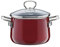 Riess, 0701-008, Fleischtopf mit Glasdeckel, NOUVELLE, ROSSO EXTRA STARK, Durchmessser 16 cm, Höhe 18 cm, Inhalt 2 Liter, Emaille, Induktion