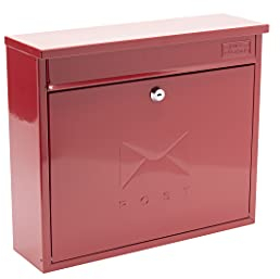 Burg-Wächter MB02R Sterling Post Box Red Elegance Briefkasten zur Wandmontage, verzinkter Stahl, abschließbar, wetterfest, rot, 36x31x10cm