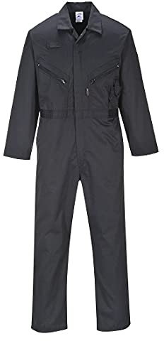 Portwest C813 Men's Liverpool Work Overalls Protective Boiler Suit Polycotton Coveralls Durable Workwear for Mechanics Warehouse Garages DIY Black Tall, XX-Large