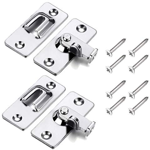 (2 pcs) Right Angle Door Buckle Buckle Aluminum Alloy Bolt Stainless Steel Door Metal 90 Degree Indoor Vintage Latch Fixed Compartment Toilet Single Sliding