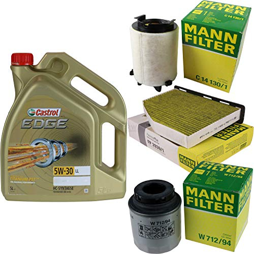 Filter Set Inspektionspaket 5 Liter Motoröl EDGE Titanium FST 5W-30 LL MANN-FILTER Innenraumfilter Luftfilter Ölfilter