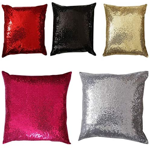 John Aird Sequin Faux Silk Cushion Covers 18 x 18 (Fuchsia)