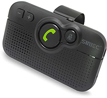 SUNITEC Freisprecheinrichtung für Auto,Bluetooth 5.0, Unterstützt GPS, Siri, Musik, Auto Power On, Google Assistant, Sprachführung für 2 Telefone Gleichzeitig Mit Sonnenblendenclips