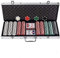 display4top Pokerkoffer, Laser Pokerchips Poker 12 Gramm, 2 Karten, Händler, Small Blind, Big Blind Tasten und 5 Würfel, mit Aluminium-Gehäuse (500 Chips)