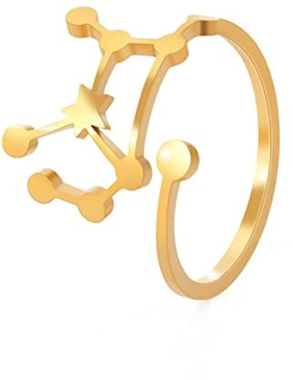 kkjoy Sternbild aus Edelstahl, verstellbare Ringe, größenverstellbar, Horoskope, offene Fingerringe, Schmuck, Geschenk für Frauen und Mädchen
