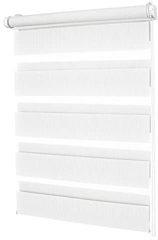 Day And Night Blinds 95x220cm No drilling & Easy-Fix,easy to Fit Day Night Roller Blind with accessories, for Windows and Doors White