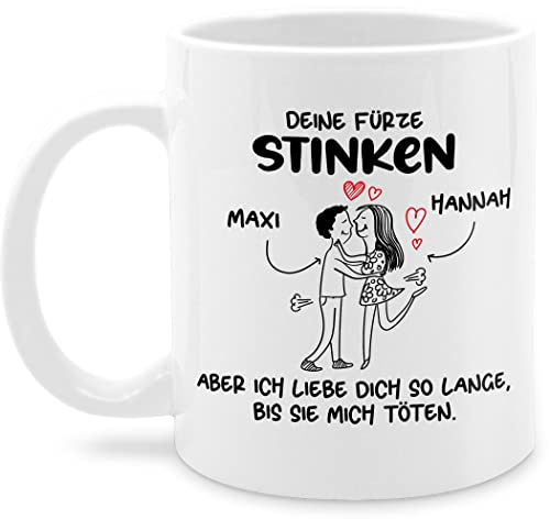 Tasse Tassen 325ml - Partner Freund & Freundin - Deine Fürze stinken I Paar Geschenke Pärchen Valentinstag - 325 ml - Weiß - tee partnertassen liebeserklärung furz kaffeetasse personalisierte