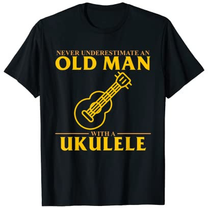 Old Man With A Ukulele Gitarre Player Music Lover Grafik T-Shirt