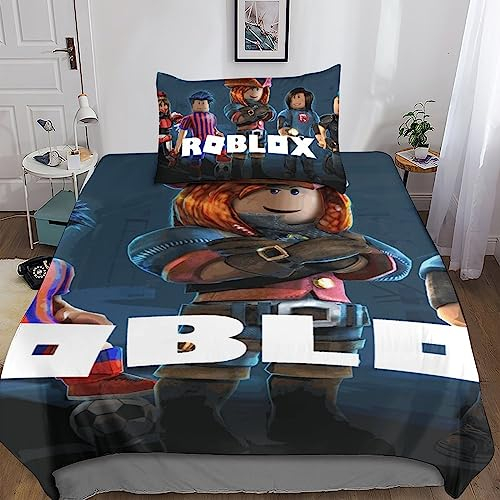Roblox Jungen Und Mädchen Cute Game Role Bettwäsche-Set 2-teiliges Set Aus Teenager-Bettwäsche-Microfiber, 3D-Druck Bettwäsche Mit Kissenbezug Single(135x200cm)