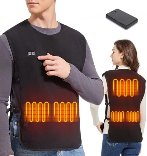 LOTTBUTY Heated Vest for men women,Polar Fleece Heated Gilet with Power Bank Included,Unise Heated Waistcoat Winter Body Warmer