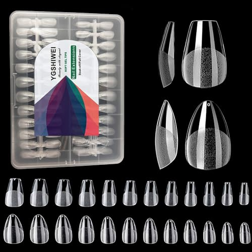 384 Stück Tips,24 Größen,Full Cover Nail Tips (Kurz Mandel & Ballerina-384PCS)