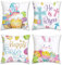 Bonhause 4er Set Kissenbezüge Ostern Frohe 45 x 45 cm Ostereier Hase Gnom Frühling Dekorative Kissenhülle Zierkissenbezüge für Sofa Schlafzimmer Zuhause Frühling Ostern Dekoration