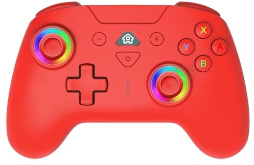 Subsonic - Joystick senza fili per Switch / Switch 2 – Wireless controller bluetooth con LED, vibrazione e giroscopio - Rosso