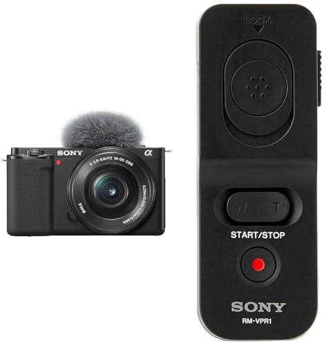 Sony Alpha ZV-E10 | APS-C spiegellose Vlog-Kamera (schwenkbarer Bildschirm für Vlogging & RMVPR1.CE7 Multi-Terminal Kabel-Fernbedienung für vibrationfrei Shutter Release