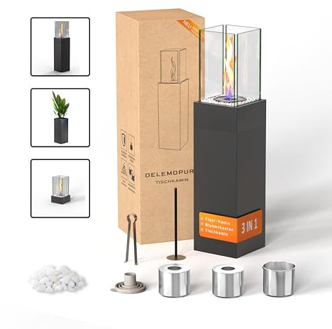 3 IN 1 Ethanol Standkamin Wendelflamme Abnehmbare Ethanolkamine 89cm, Tischkamin für Indoor und Outdoor - Bioethanolkamin aus Edelstahl Füllmenge von Unendliche