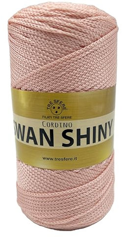 cordino swan shiny, filato lucido per borse, 250gr, 100% polipropilene (rosa cipria - 31, 250g)
