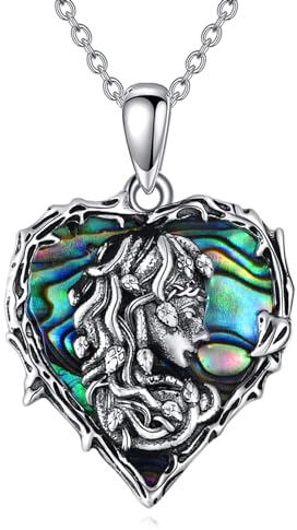 YFN Medusa Halskette 925 Sterling Silber Antike griechische Mythologie Schlange Frau Anhänger Abalone Shell Schmuck Geschenk für Frauen Männer