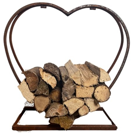 Edel Rost Herz Holzregal (ohne Holz) Made in Germany Edelrost Herz, Gartendeko Herz, Gartenfigur, (Herz vierkant Rahmen)